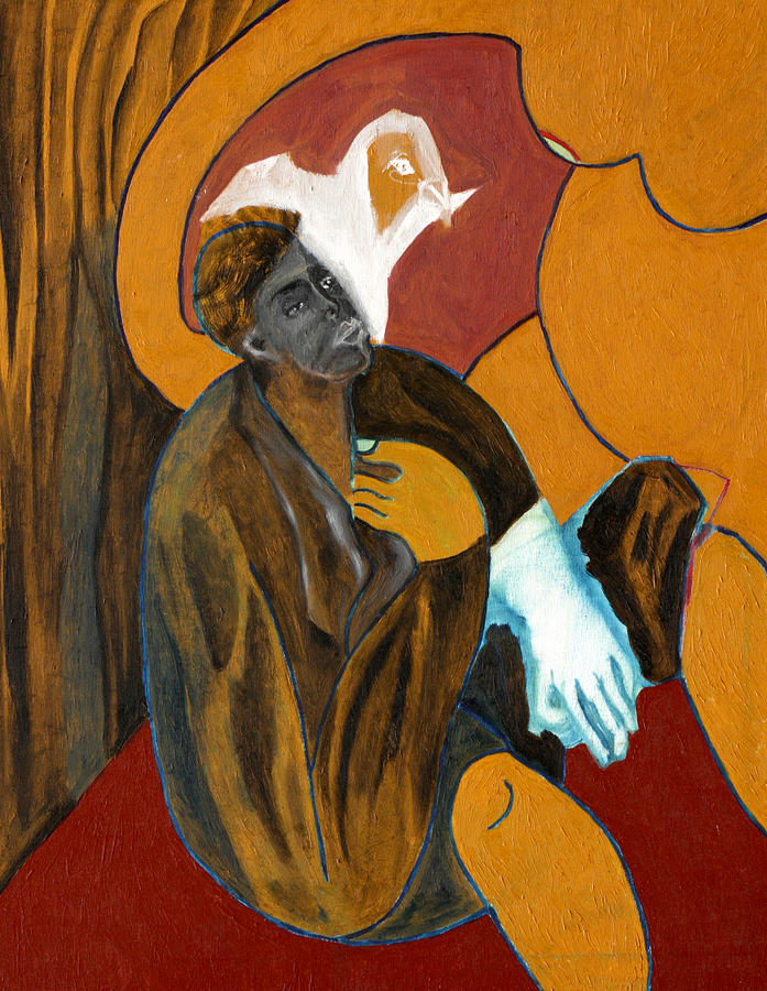 Man with a blue glove Painting by Edgeworth Johnstone