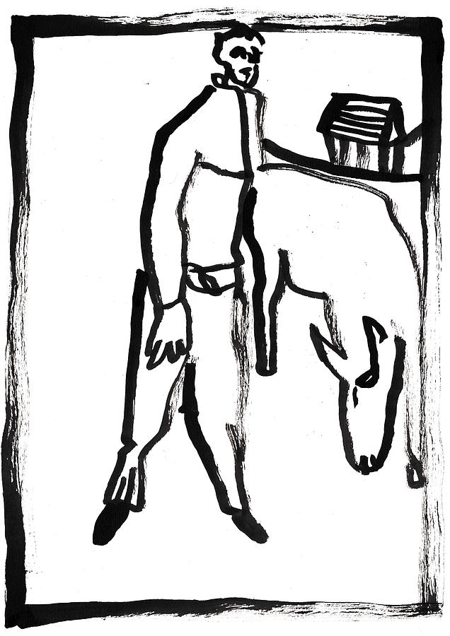 Man with a dog Painting by Edgeworth Johnstone