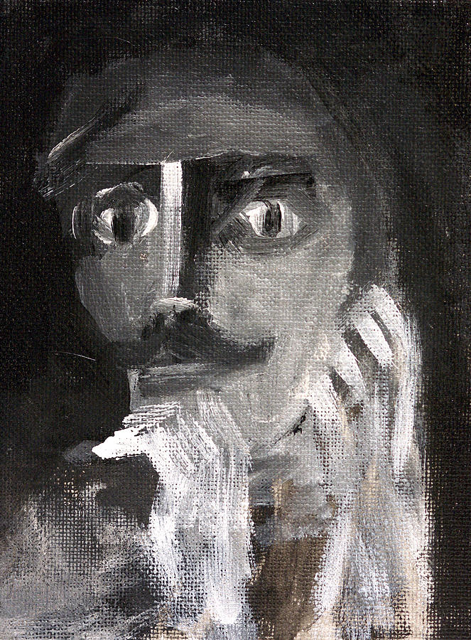 Man with a handlebar moustache Painting by Edgeworth Johnstone