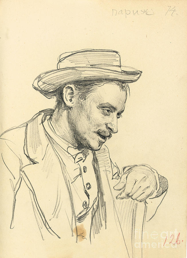 Man With A Hat In Profile, C. 1872-1875 Drawing by Ilya Efimovich Repin ...