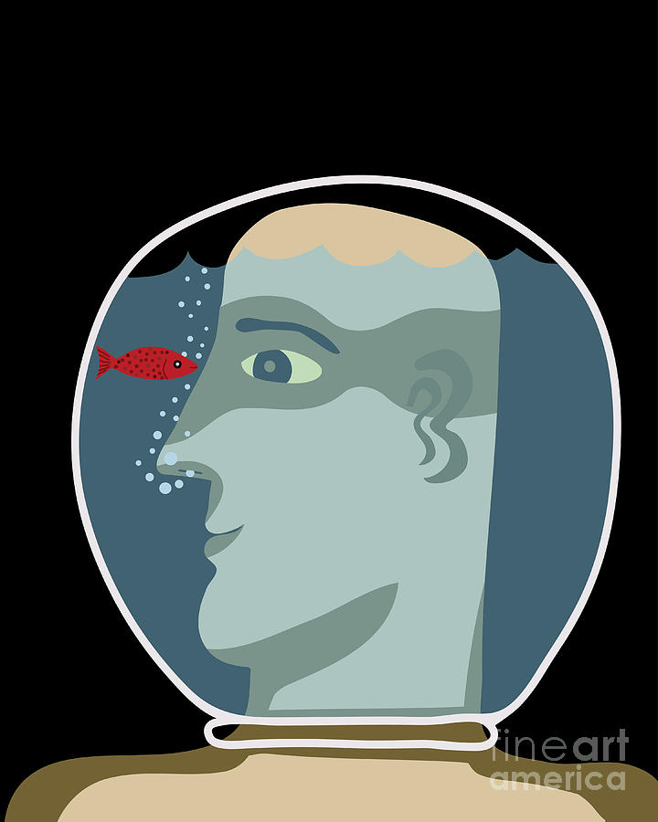 Suffocating Digital Art - Man With A Head Inside An Aquarium With by Complot Suffocating Digital Art - Man With A Head Inside An Aquarium With by Complot