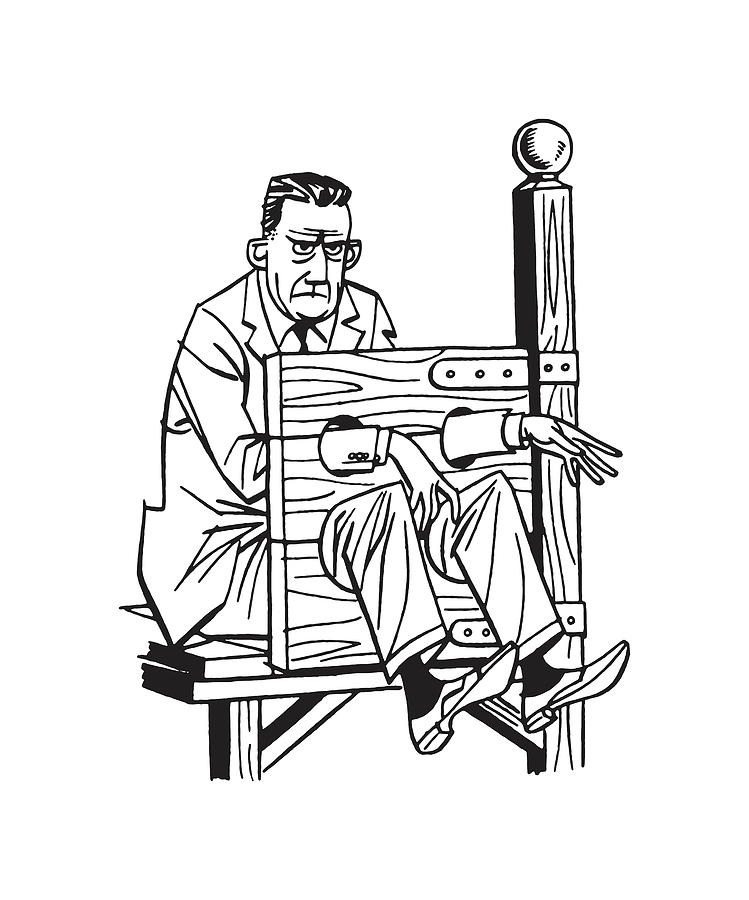 Man with Arms and Legs in a Stockade Drawing by CSA Images Fine Art