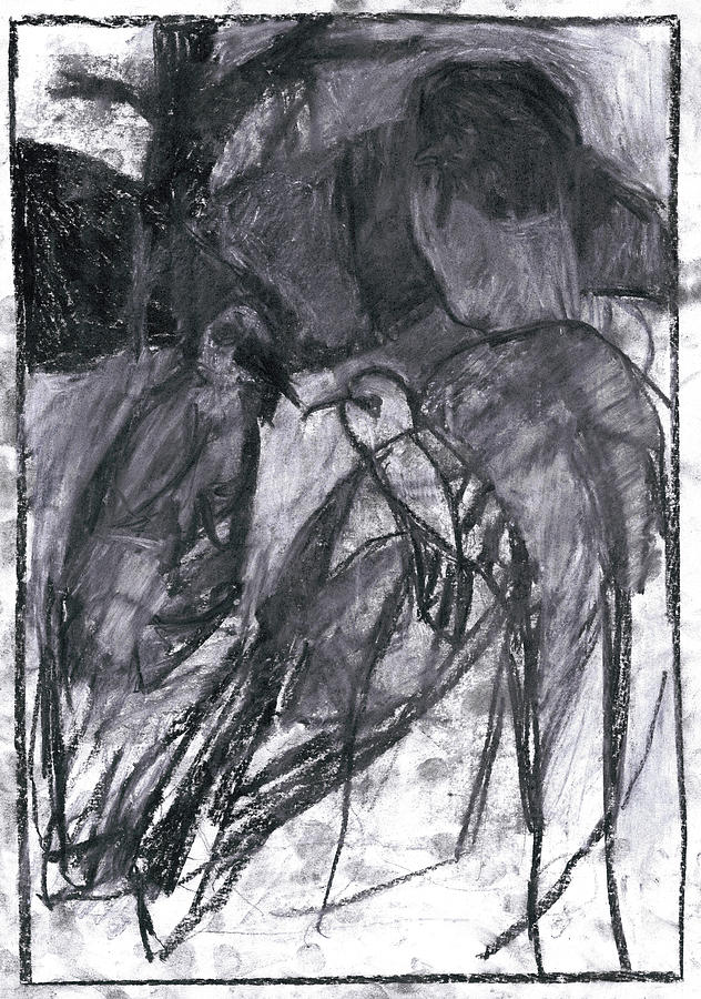 Man with Birds Drawing by Edgeworth Johnstone