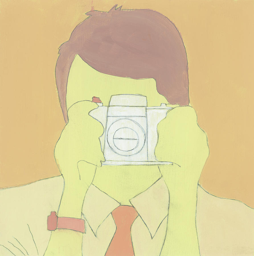 Vintage Drawing - Man with Camera by CSA Images