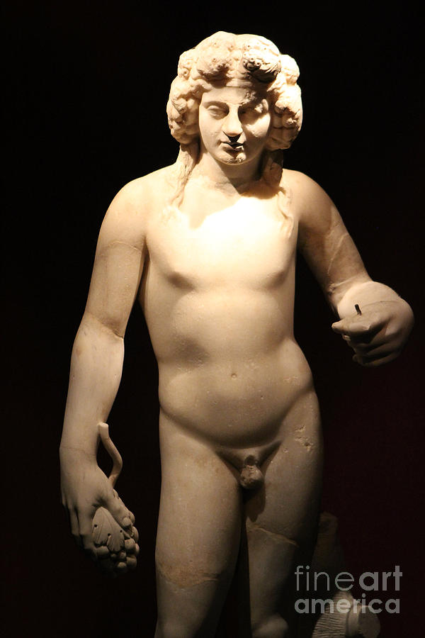 Man with Grapes Marble Statue at Pompeii Exhibit Photograph by Colleen Cornelius