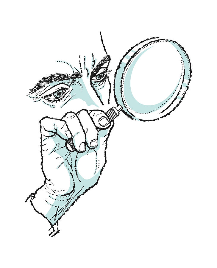 Man with Magnifying Glass Drawing by CSA Images - Fine Art America