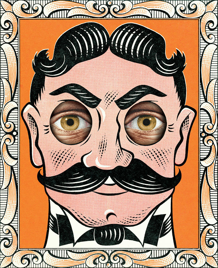 Vintage Drawing - Man with mustache by CSA Images