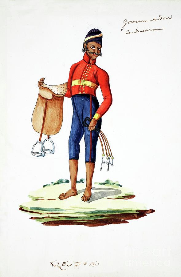 Man With Saddle Painting by Indian School - Fine Art America