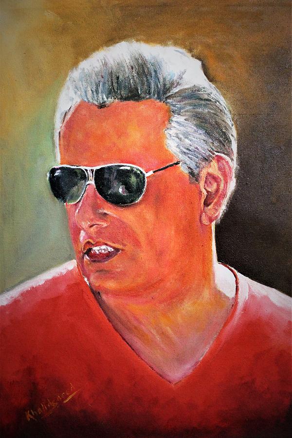 Man with sun glasses Painting by Khalid Saeed