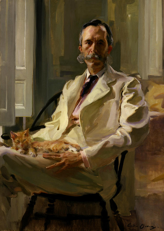 Man with the Cat Painting by Cecilia Beaux