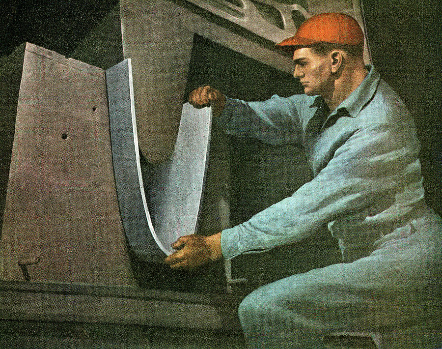 Bend Drawing - Man Working in Factory by CSA Images