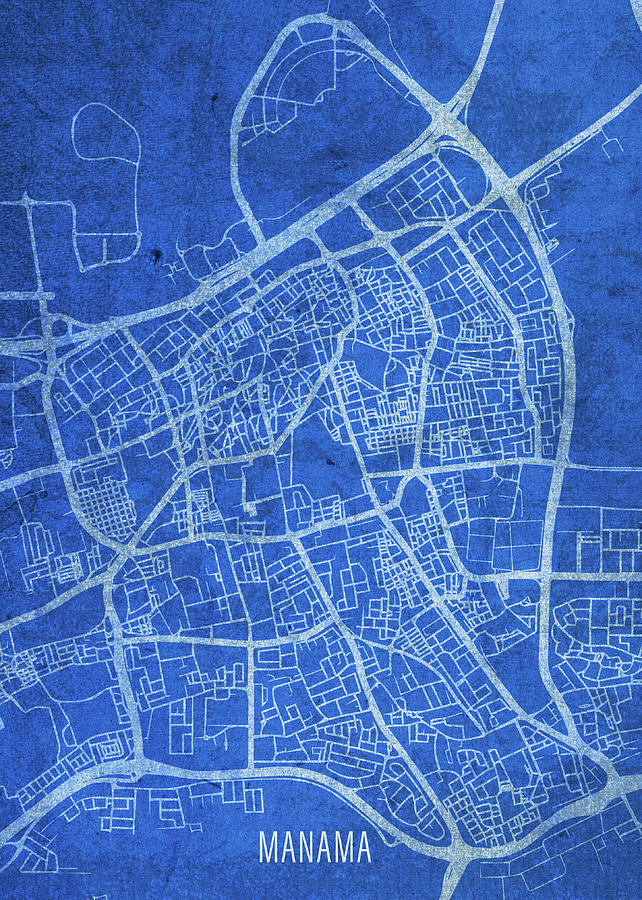 City Mixed Media - Manama Bahrain City Street Map Blueprints by Design Turnpike
