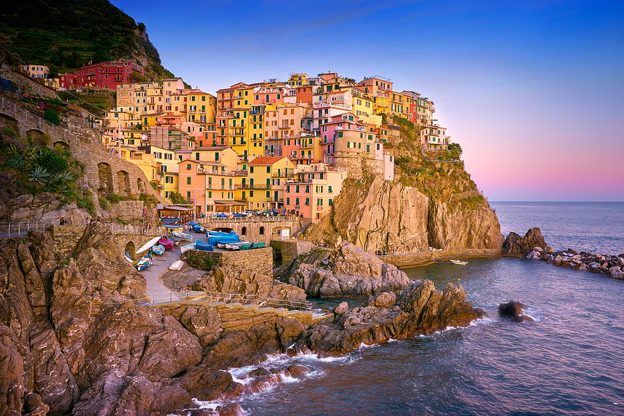 Sunset Photograph - Manarola At Sunset Time, Cinque Terre by Jan Wlodarczyk