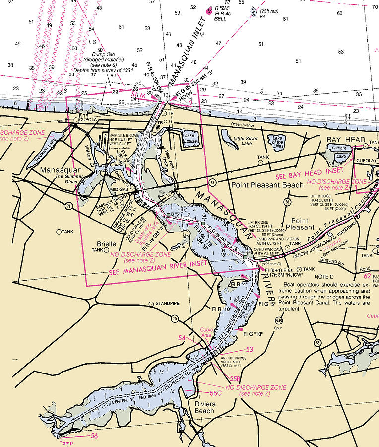 Manasquan Inlet & Point Pleasant Beachnew Jersey Nautical Chart Mixed