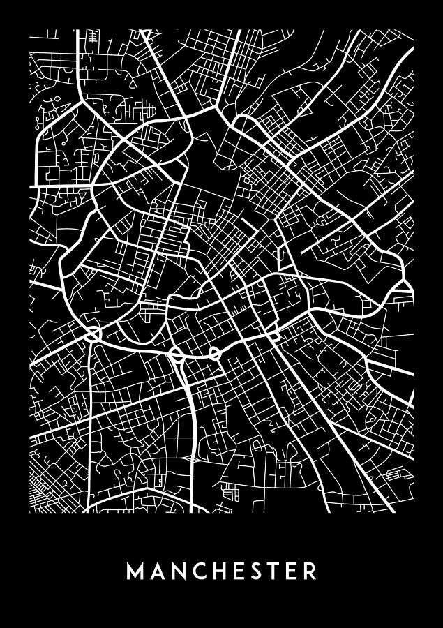 Manchester Map Digital Art by Mike Taylor