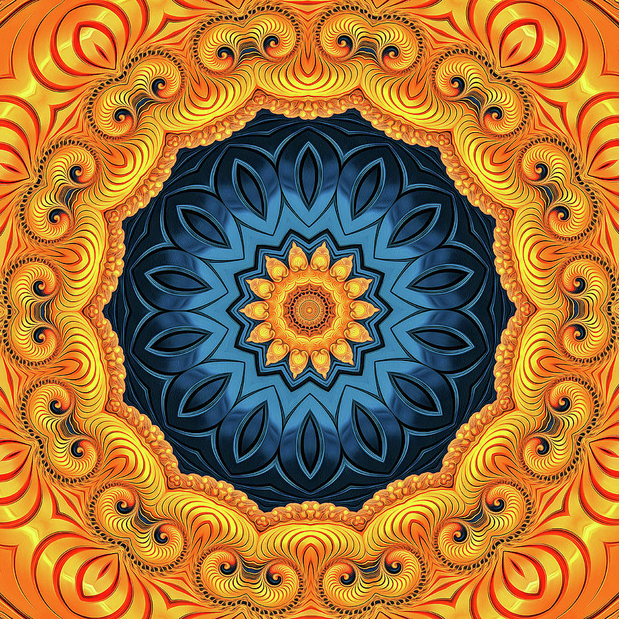 Mandala Art golden and blue Digital Art by Matthias Hauser