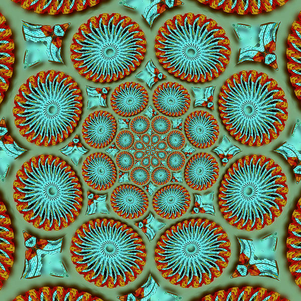Mandala Art Teal Orange Digital Art
