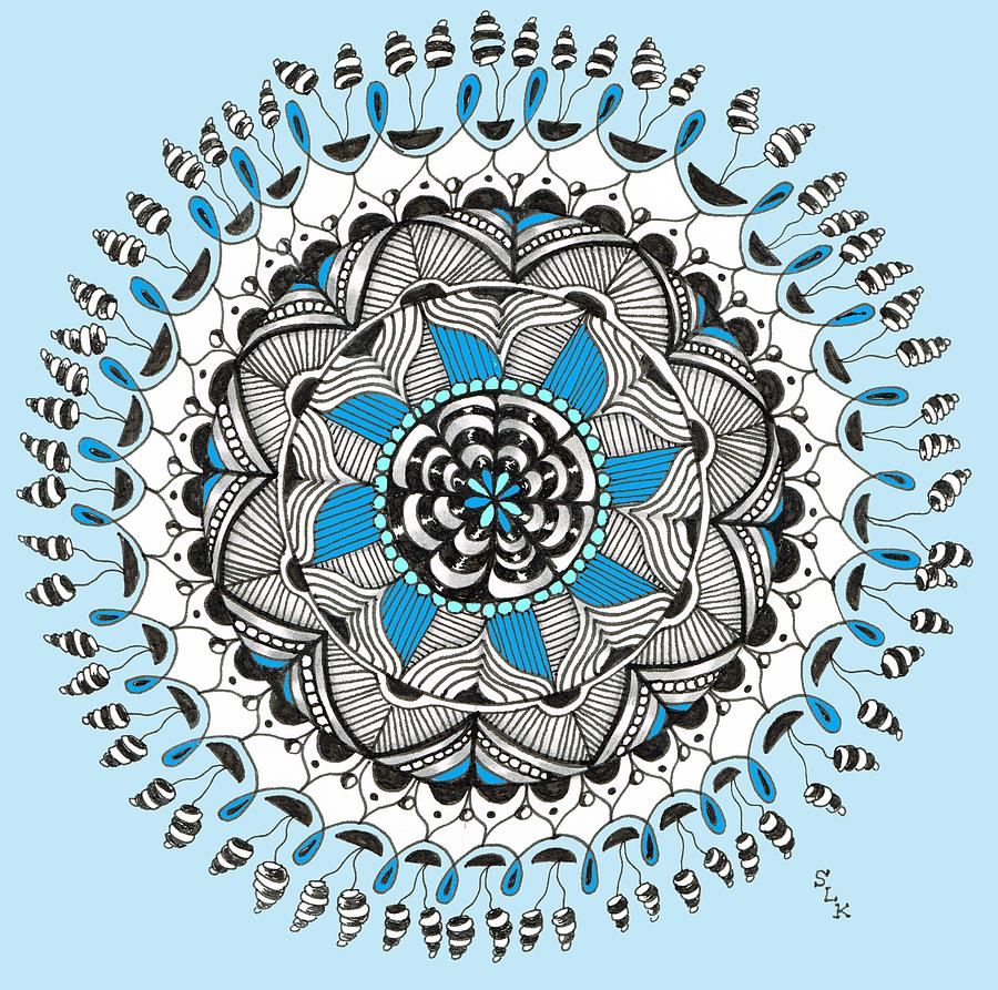 Mandala - Blue Drawing by Stephanie Kelly - Fine Art America