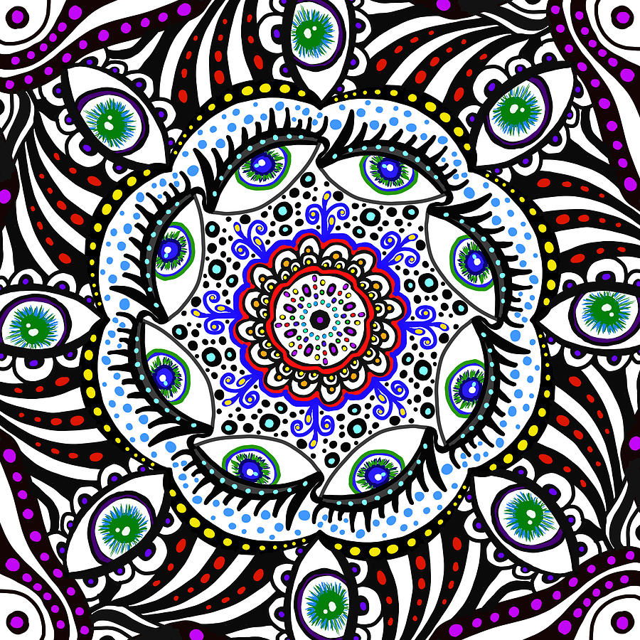 Mandala Eyes Drawing by Patricia Piotrak