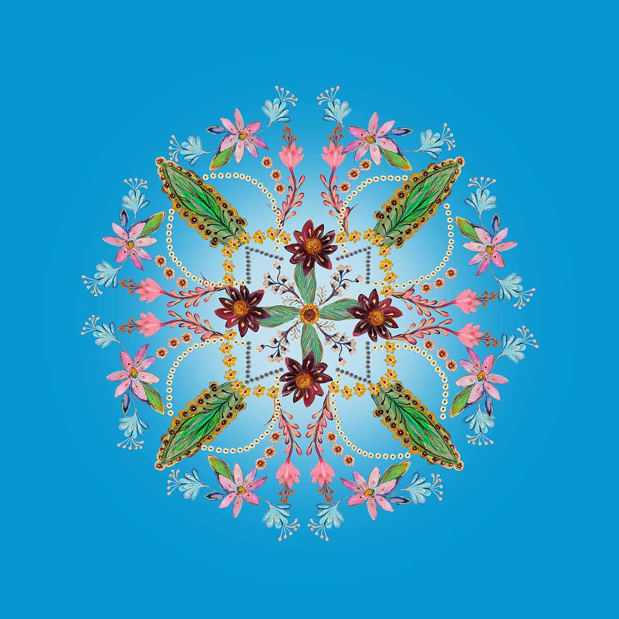 Mandala flowering series #1. Blue Painting by Elena Kotliarker