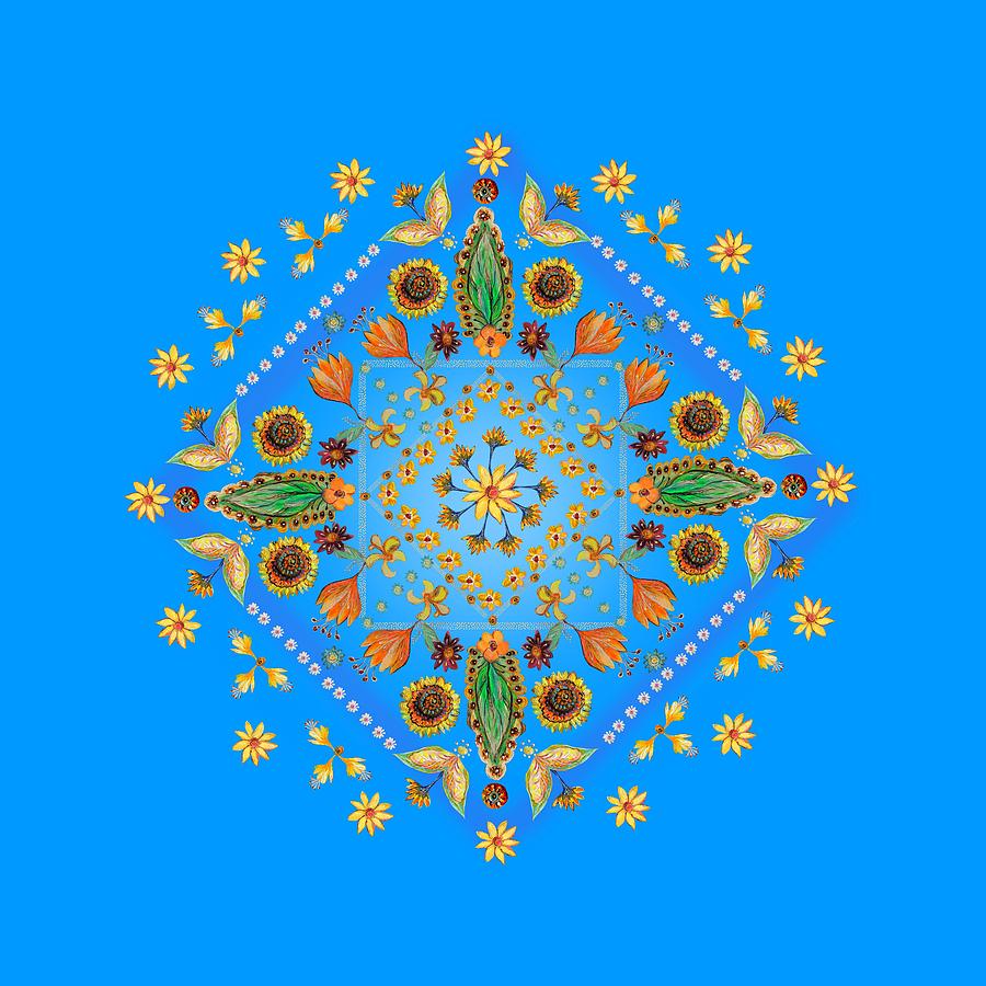 Mandala flowering series #2. Blue Digital Art by Elena Kotliarker