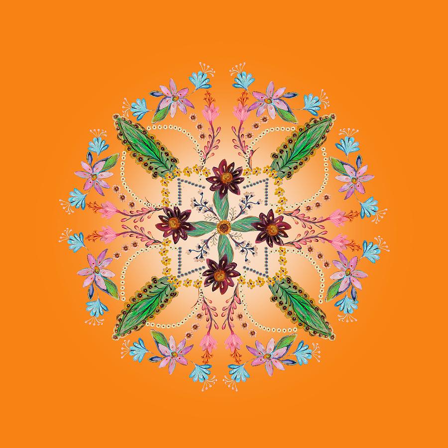 Mandala flowering series#1. Orange Digital Art by Elena Kotliarker