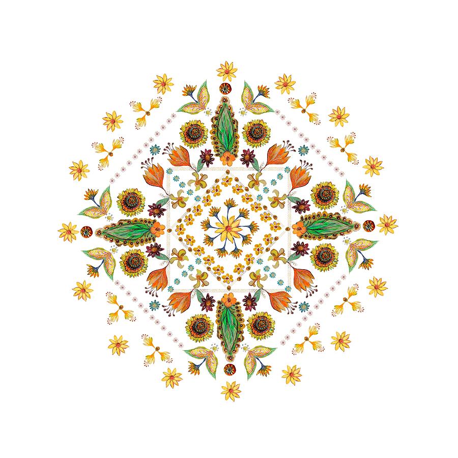 Mandala flowering series#2. White Digital Art by Elena Kotliarker