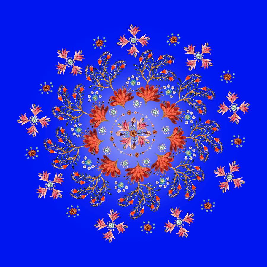 Mandala flowering series#3. Blue Painting by Elena Kotliarker