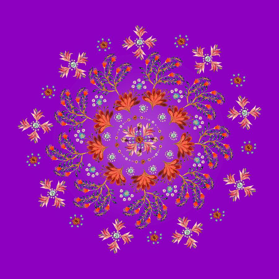 Mandala flowering series#3. Deep purple Painting by Elena Kotliarker