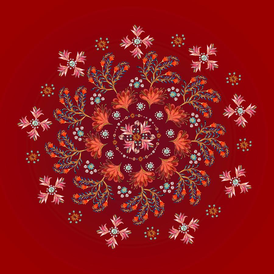 Mandala flowering series#3. Terracotta Painting by Elena Kotliarker