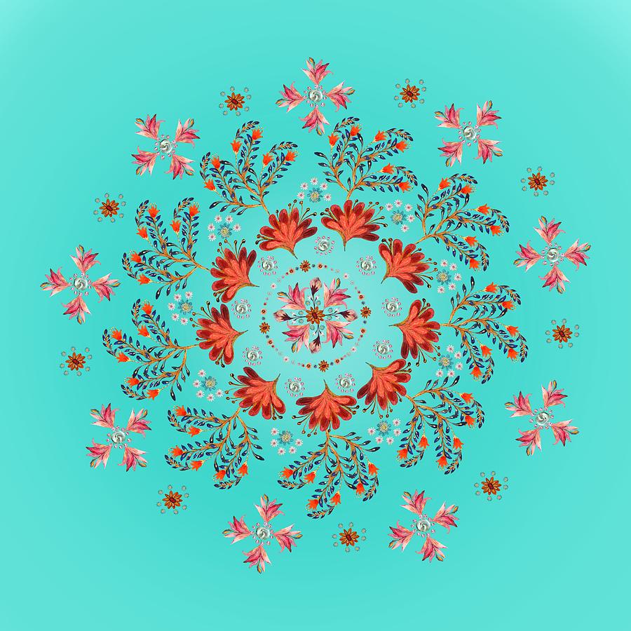 Mandala flowering series#3. Ultramarine Digital Art by Elena Kotliarker