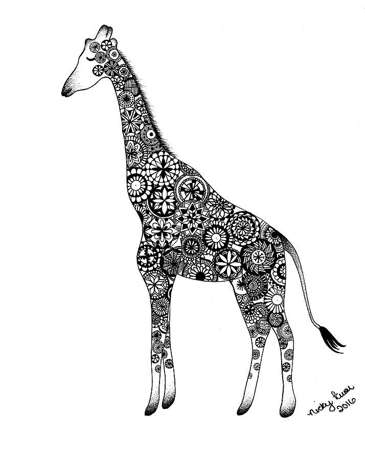 Animal Digital Art - Mandala Giraffe by Nicky Kumar