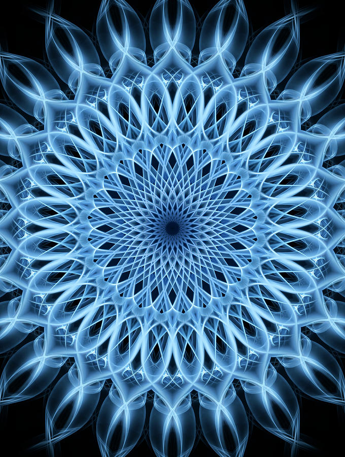 Mandala in light blue color Digital Art by Jaroslaw Blaminsky