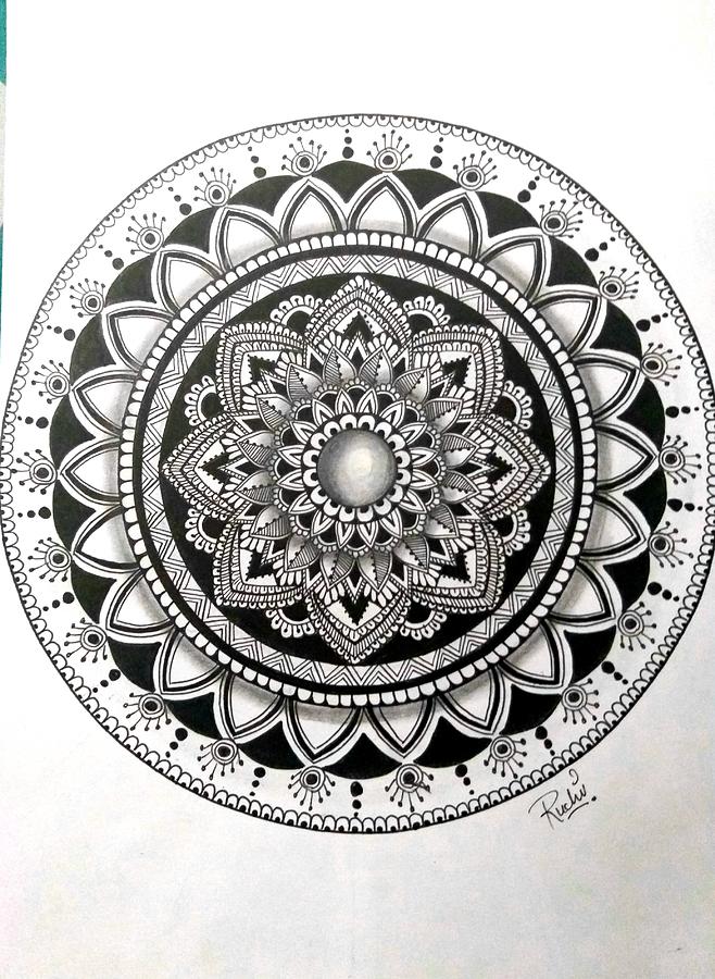 Mandala- life energy Drawing by Ruchi Pahuja - Fine Art America