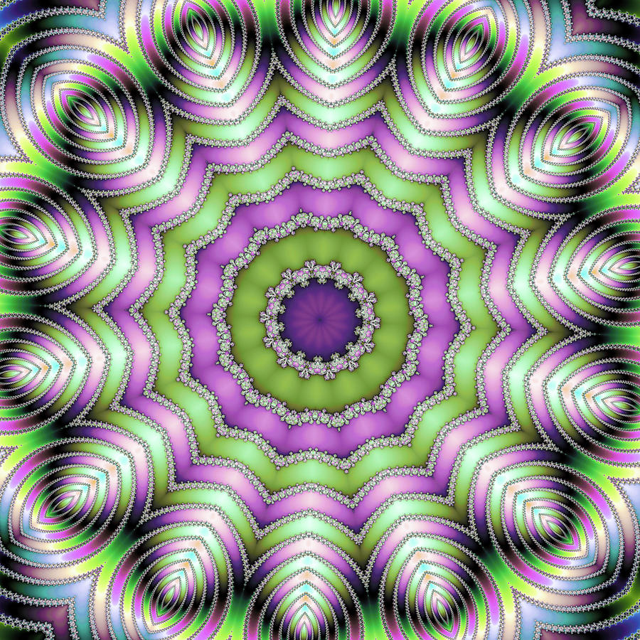 Mandala Op Art purple and green Digital Art by Matthias Hauser