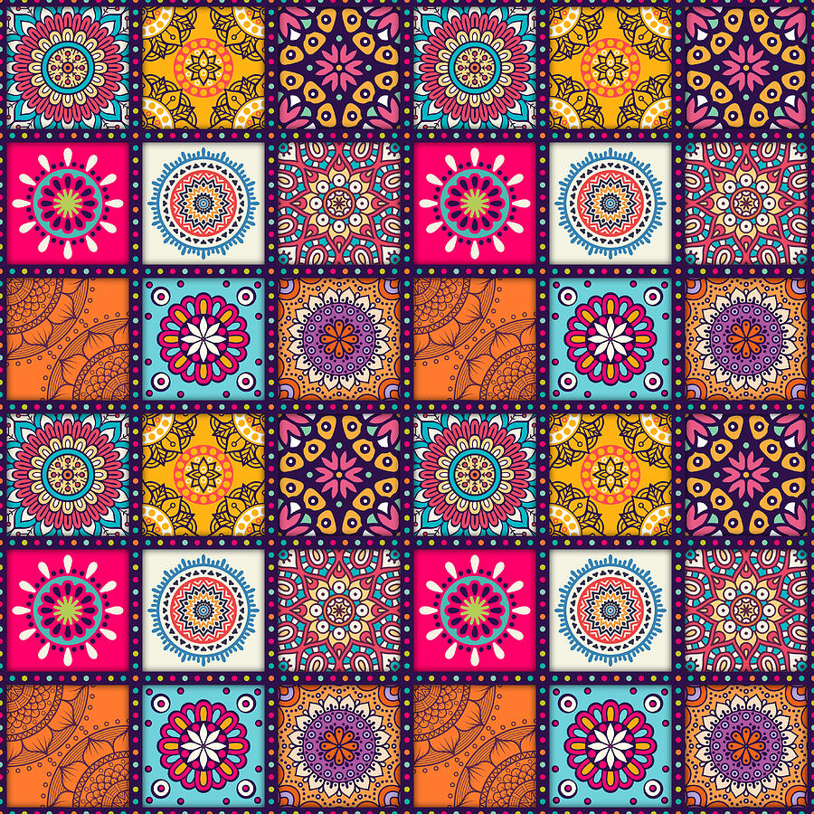 Mandala Plaid Digital Araquistain Art by Tina - Pixels