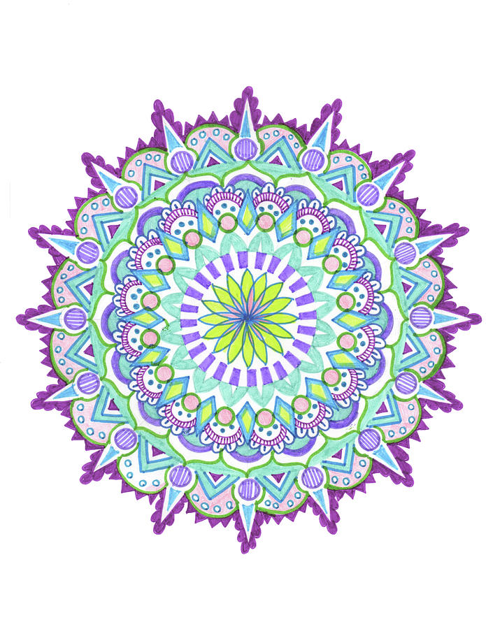 Flowers Still Life Digital Art - Mandala Purple 4 by Julie Goonan