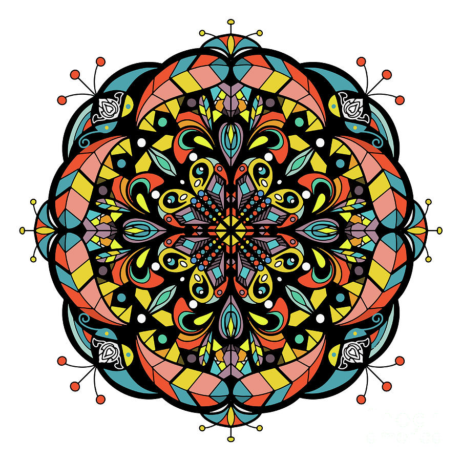 Mandala Vector For Art Coloring Book Zendoodle Round Zentangl Digital Art By Pakpong Pongatichat