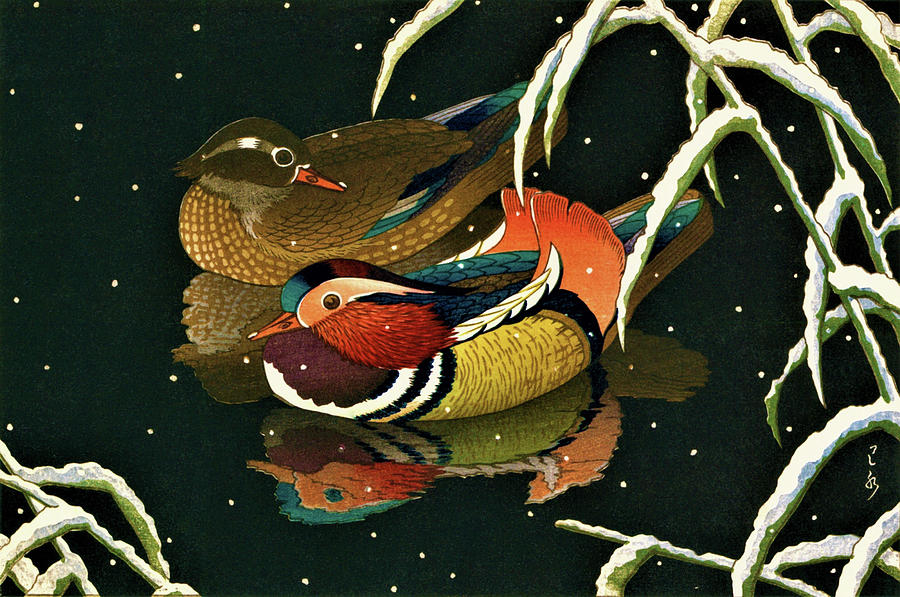 Vintage Painting - Mandarin duck - Digital Remastered Edition by Kawase Hasui
