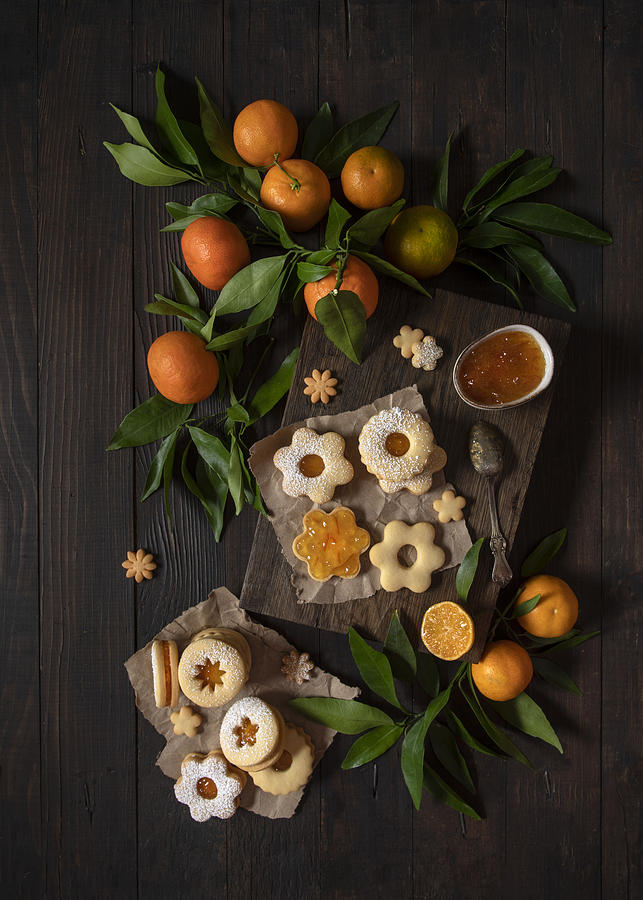 Still Life Photograph - Mandarin Linzer Cookies by Diana Popescu