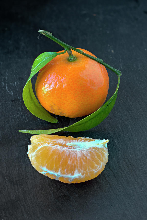 Mandarins On A Slate Platter Photograph by Dr. Martin Baumgrtner