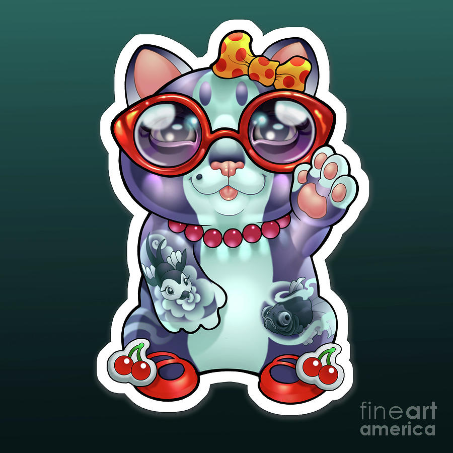 maneki neko painting