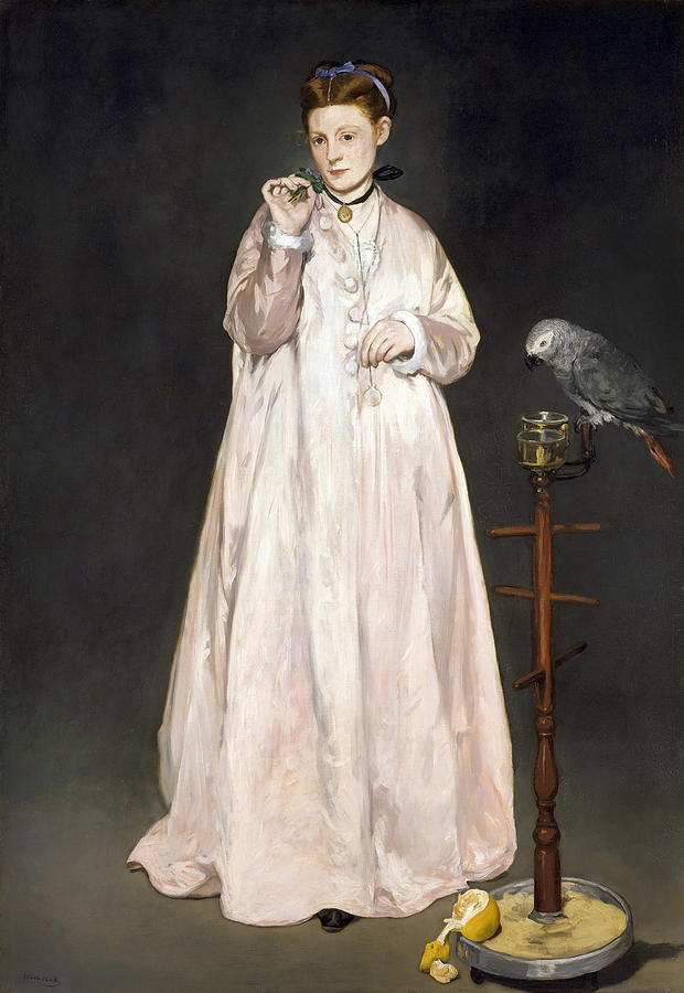 Parrot Painting - Young Lady in 1866 #3 by Edouard Manet