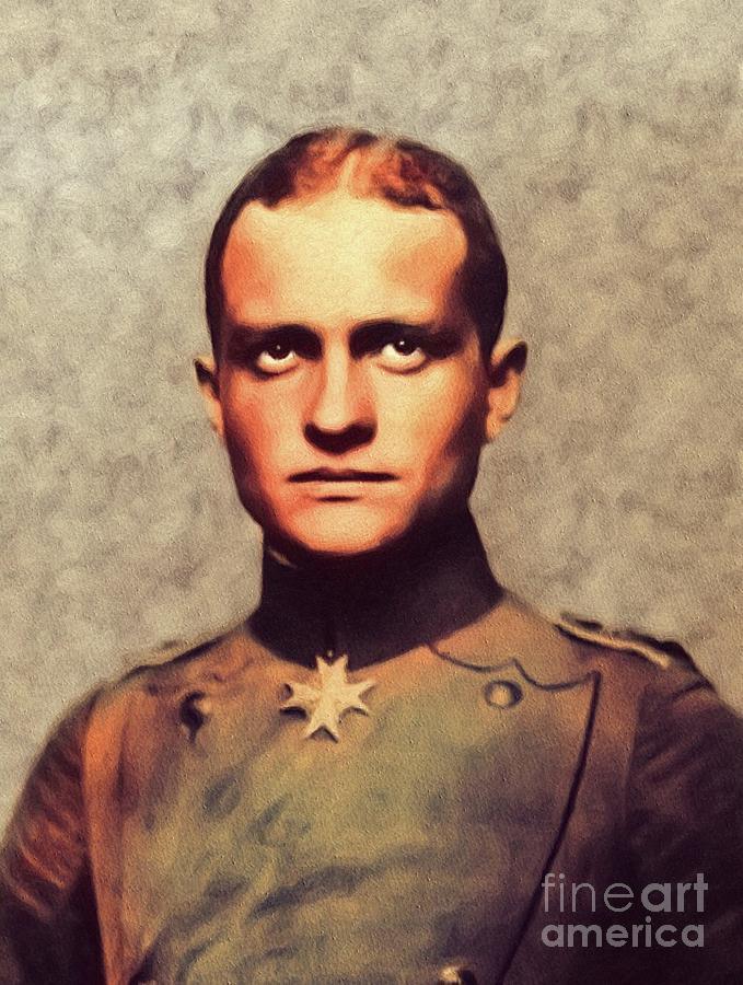Vintage Painting - Manfred Albrecht Freiherr von Richthofen, The Red Baron, World War One Flying Ace by Esoterica Art Agency