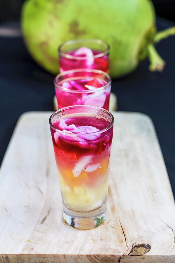 Mango And Beetroot Juice With Agave And Coconut Photograph by Elle Brooks