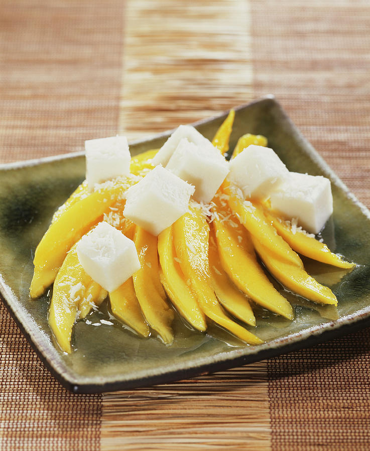 Mango And Coconut Jelly Cube Fruit Salad Photograph by Leser