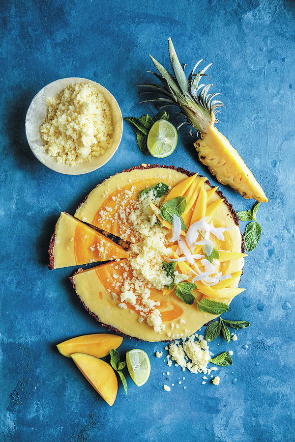 Mango And Coconut Quark Fridge Cake With Pineapple Granita Photograph by Great Stock!