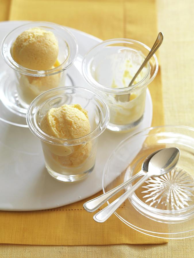 Mango And Lime Ice Cream With Cardamom Photograph by Jonathan Gregson