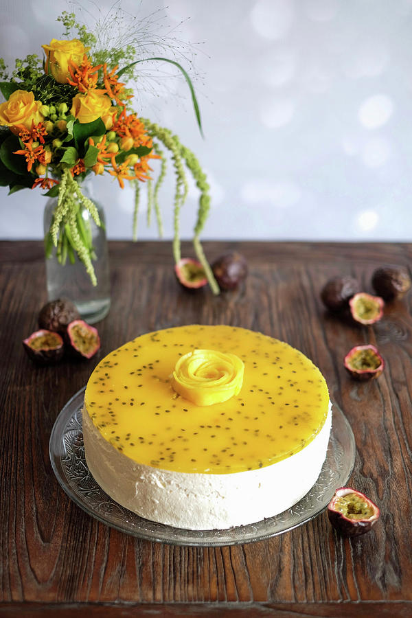 Mango And Passion Fruit Cheesecake Photograph by Marions Kaffeeklatsch