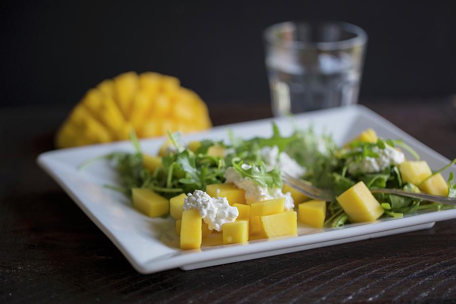 Mango And Rocket Salad With Cottage Cheese Photograph by Nicole Godt